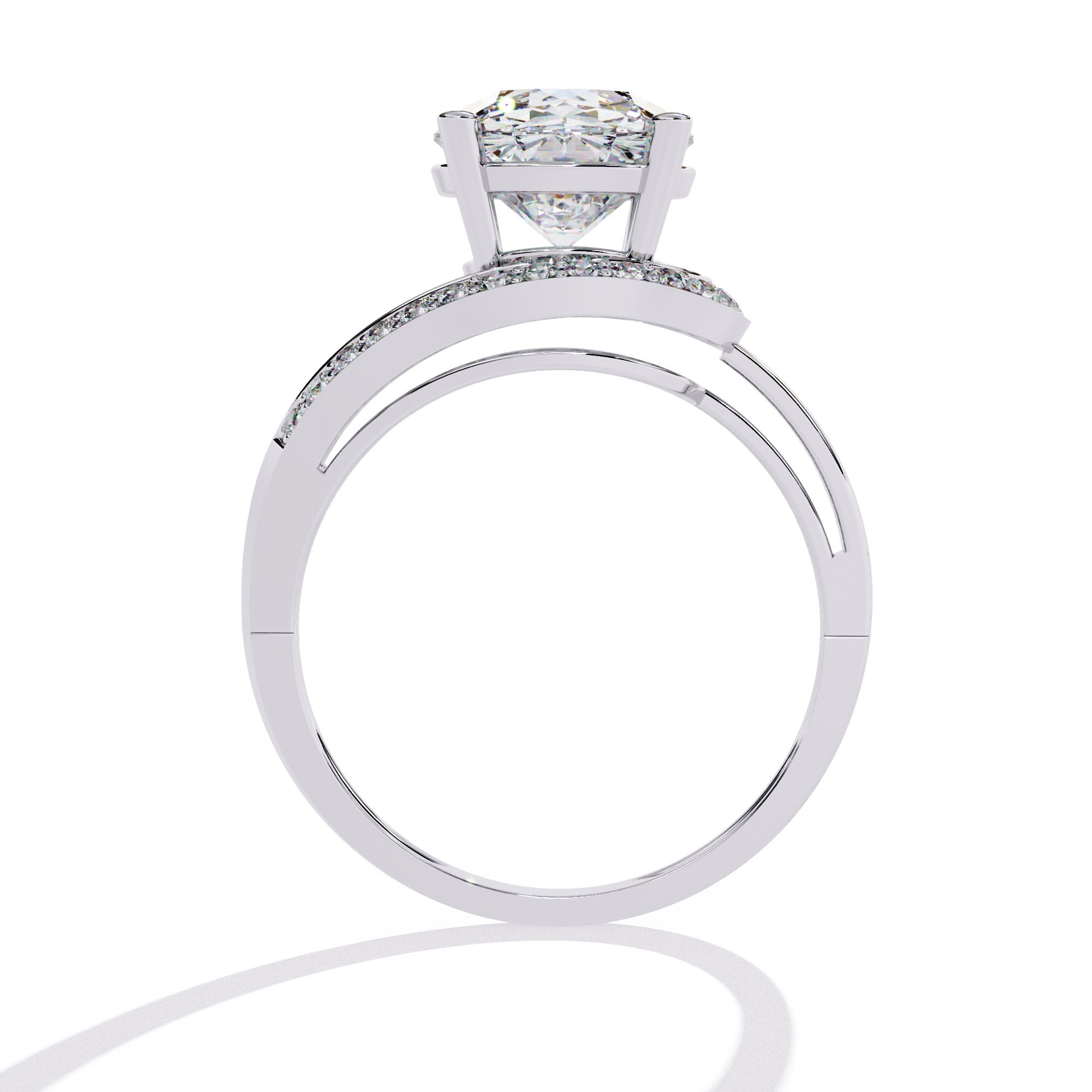 Solitairekart – 2.96 ct Lab Grown Halo Split Shank Ring – 14K Yellow Gold